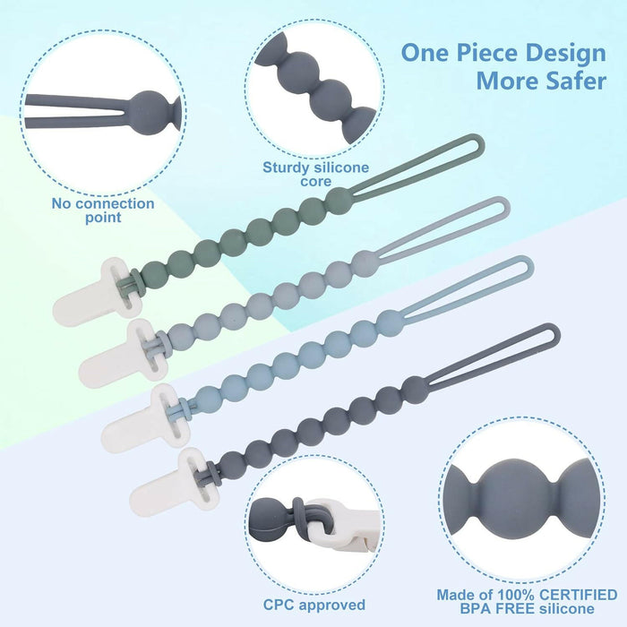 4-Pack Silicone Pacifier Clips