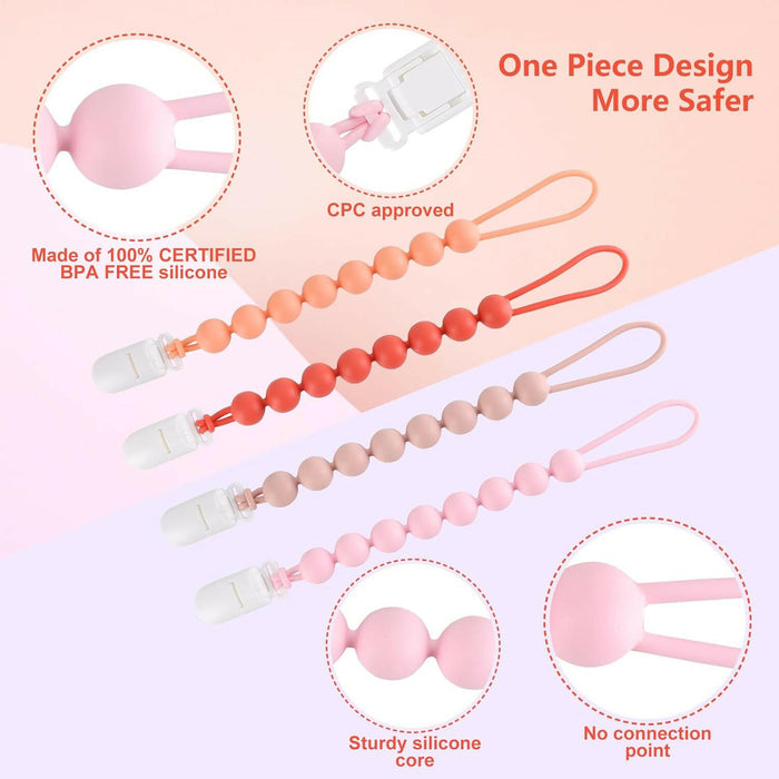 4-Pack Silicone Pacifier Clips