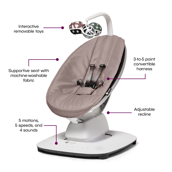 4moms MamaRoo Multi-Motion Baby Swing, Bluetooth Enabled with 5 Unique Motions