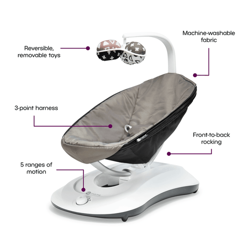 4moms RockaRoo 2.0 Baby Rocker with Front to Back Gliding Motion, Graphite