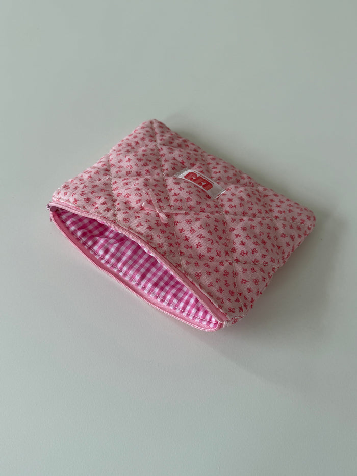 Pink bow makeup bag