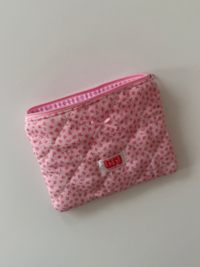 Pink bow makeup bag