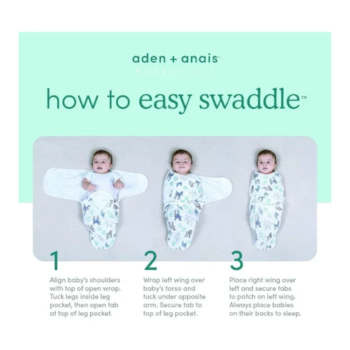 Aden + Anais Essentials Easy Swaddle Wrap - Fairy Tale Flowers (Pack of 3, 1.0 TOG)