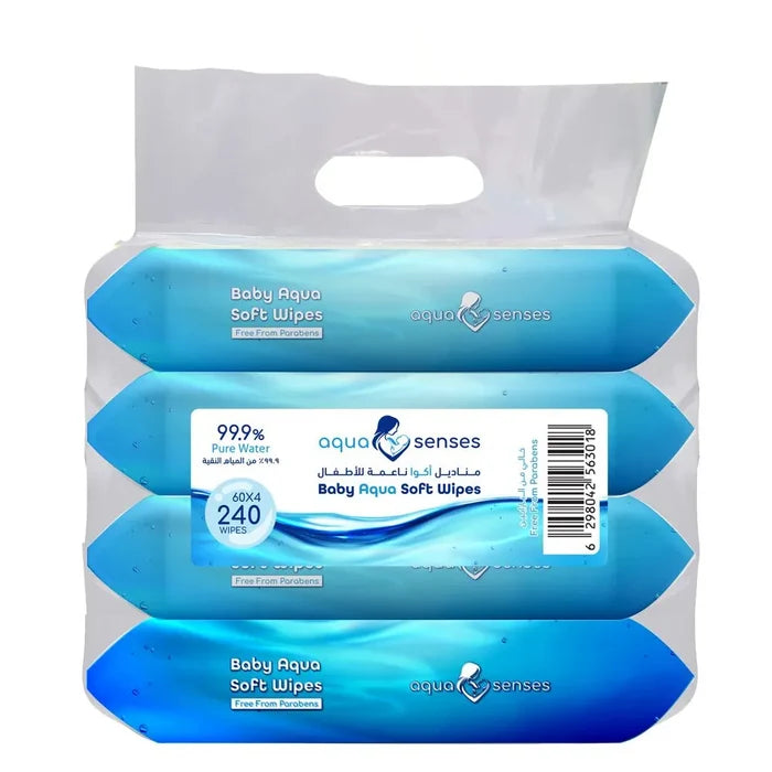 Aqua Senses Aqua Soft Baby Wipes - Pack of 4 (240 Count)