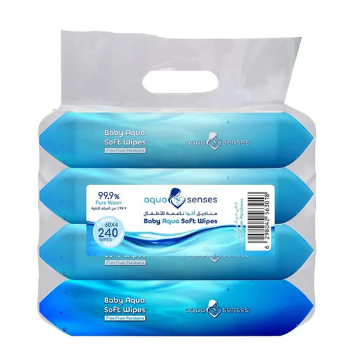 Aqua Senses Aqua Soft Baby Wipes - Pack of 4 (240 Count)
