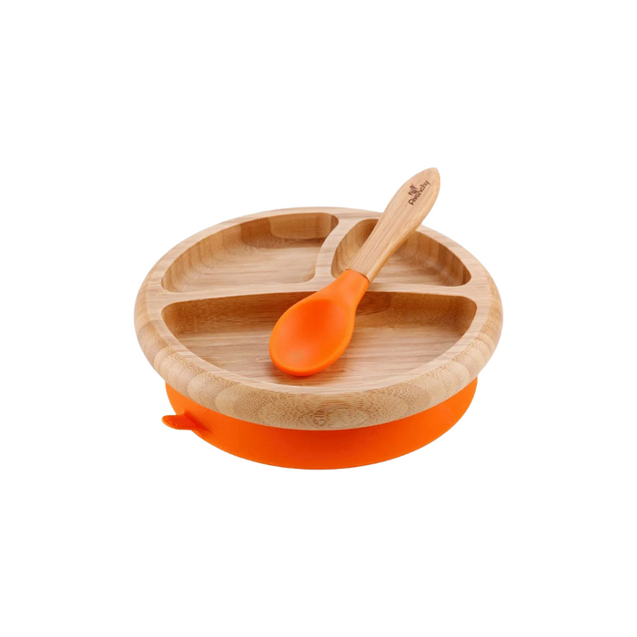 Avanchy Bamboo Suction Classic Plate With Spoon