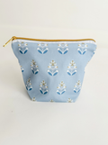 Small pouch with pattern on a light blue background