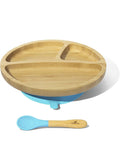 Baby Feeding Suction Plate - Soft Tip Spoon Babies Set by Avanchy - Blue.