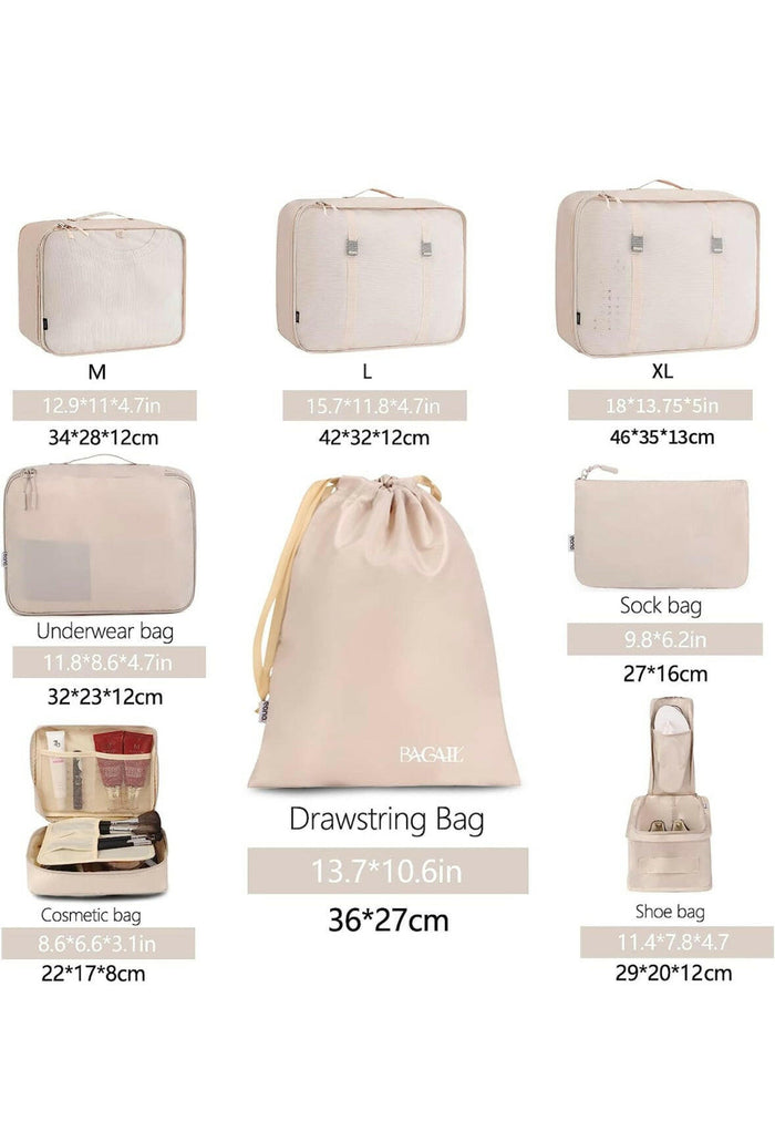 BAGAIL 8 Set Packing Cubes Luggage Packing Organizers for Travel Accessories.