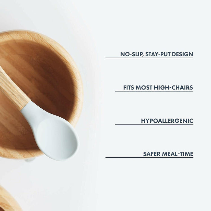 Bamboo Baby Suction Bowl and Spoon Set - Blue.