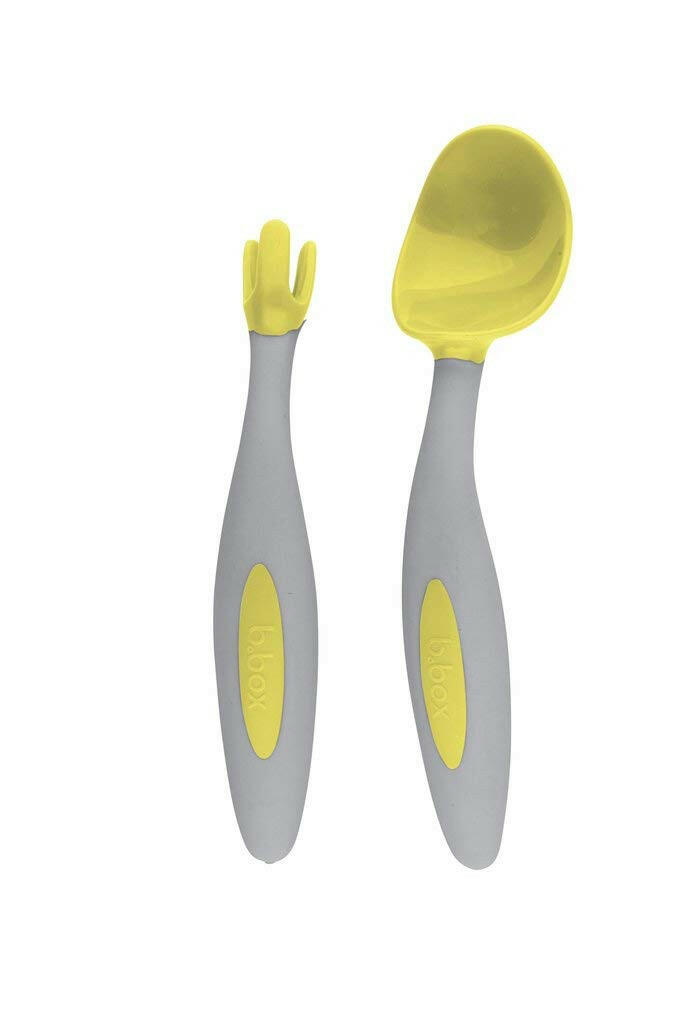 b.box Toddler Easy Grip Cutlery Set with Case - Lemon Sherbet.