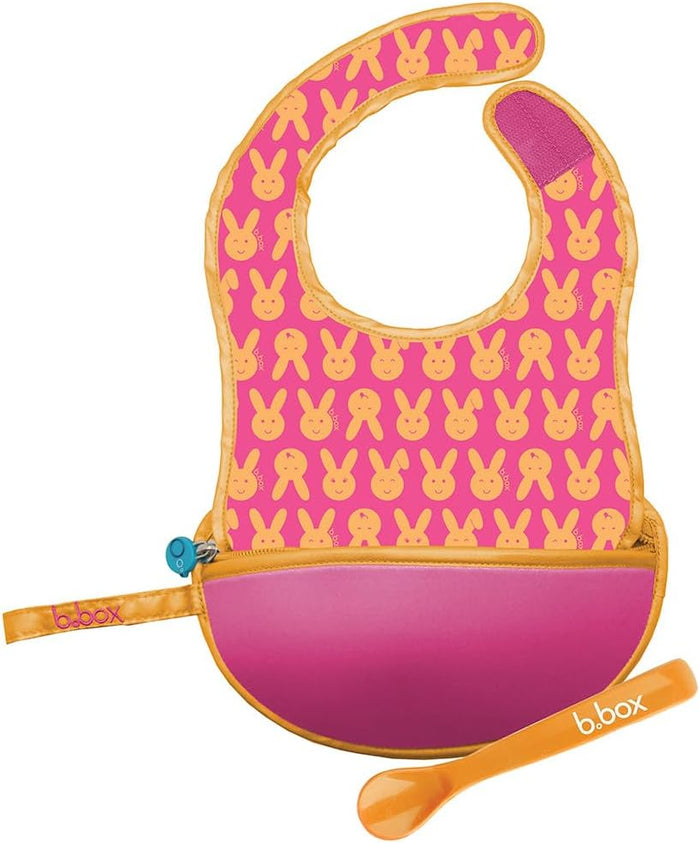 B.box Travel Bib & Silicone Spoon Set