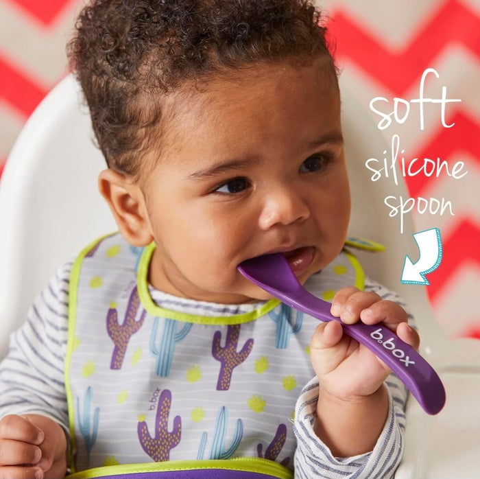 B.box Travel Bib & Silicone Spoon Set