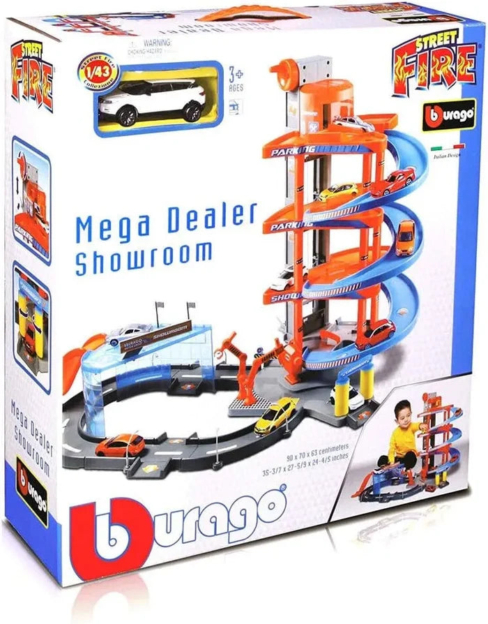 Bburago - 1:43 Street Fire Mega Dealer Showroom | Mini Cars for Kids