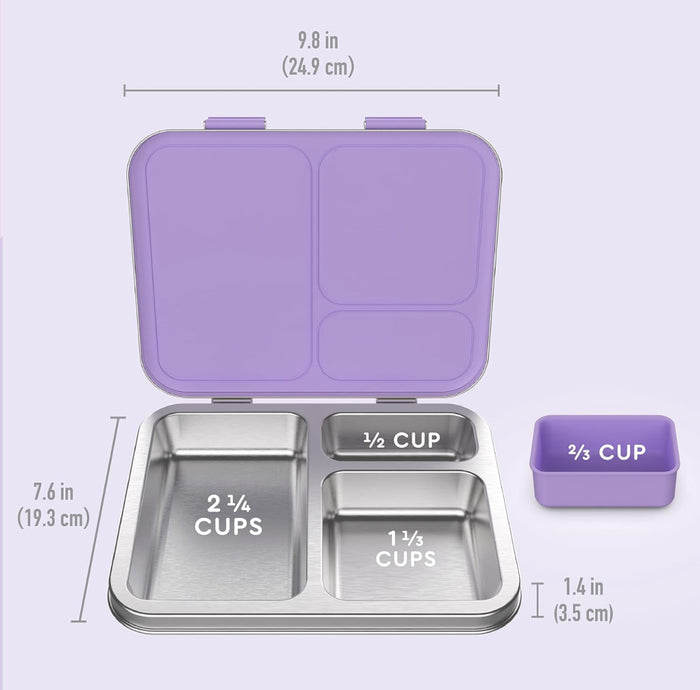 Bentgo Kids Stainless Steel Leak-Resistant Lunch Box 3 Compartments
