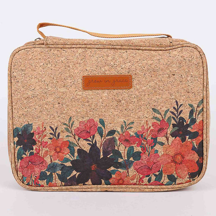 Beige Bible cover bag with floral design