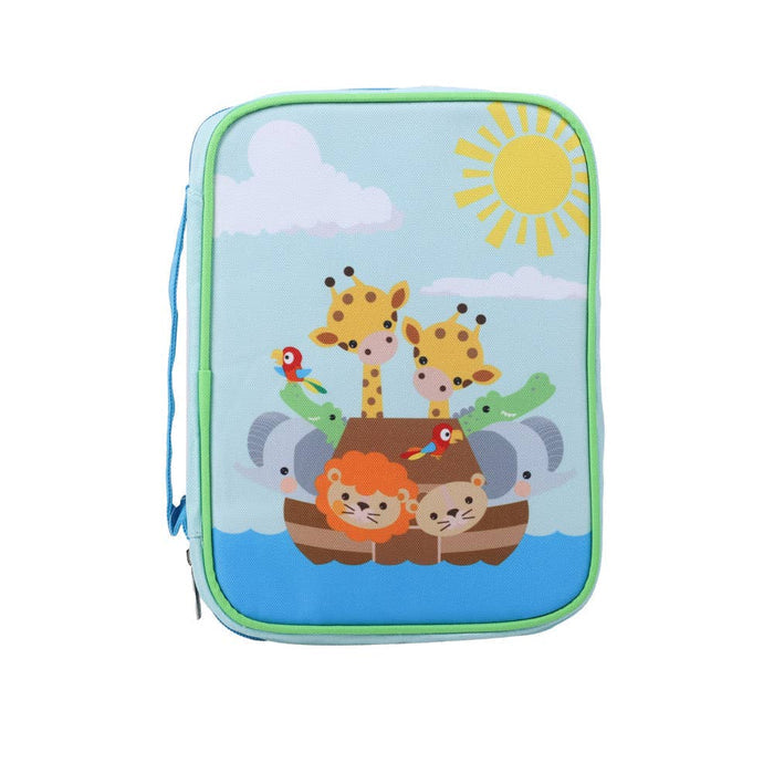 Noah’s arc with animals on water with green boarder Bible cover bag