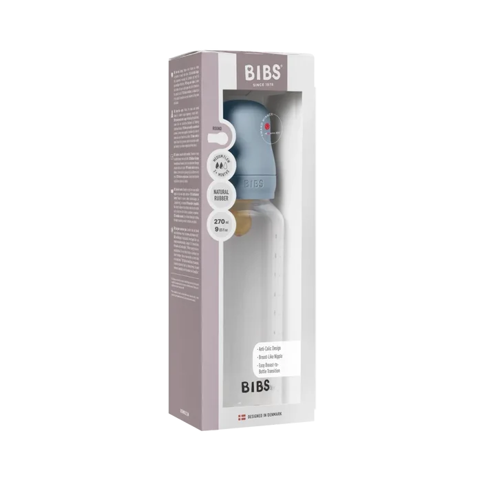 BIBS Baby Bottle Round Nipple Latex - Medium Flow (270ml)