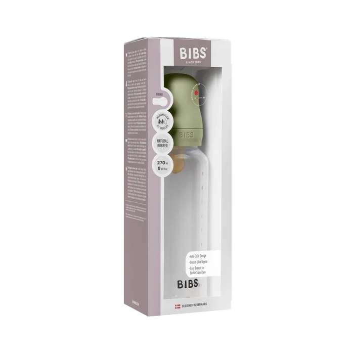 BIBS Baby Bottle Round Nipple Latex - Medium Flow (270ml)