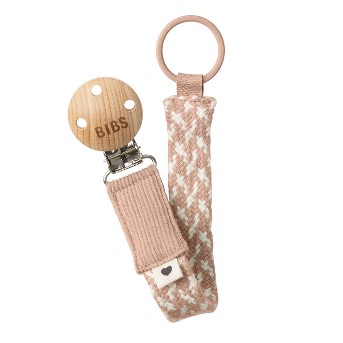 Bibs Pacifier Clip Blush/Ivory.