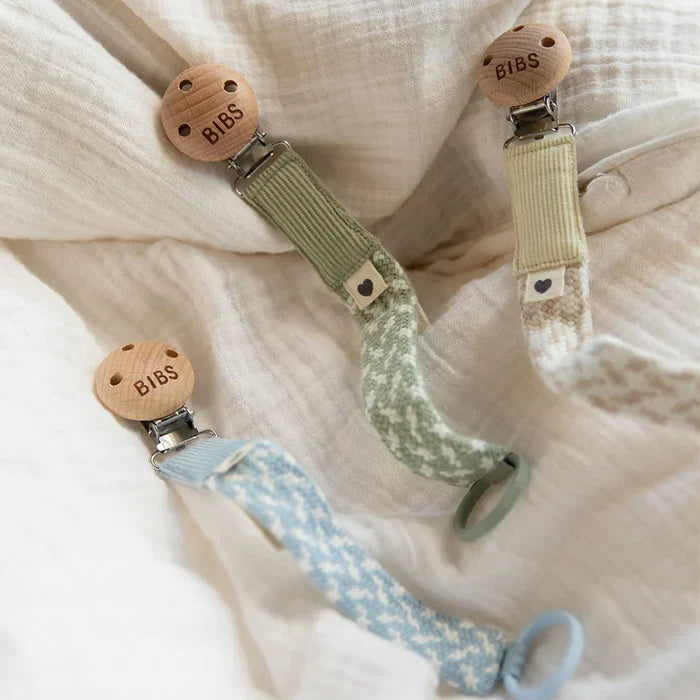 Bibs Pacifier Clip Blush/Ivory.
