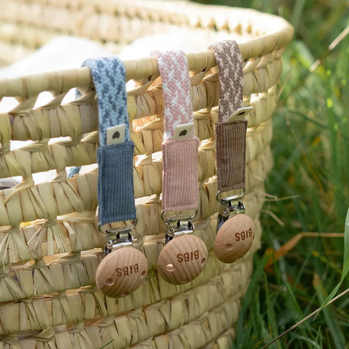 Bibs Pacifier Clip Blush/Ivory.