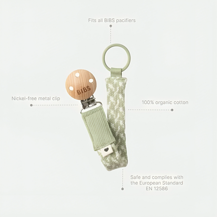 Bibs Pacifier Clip (Sage/Ivory)