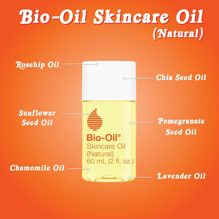Bio-Oil Skincare Body Oil (Natural) Serum for Scars and Stretchmarks, Face and Body Moisturizer Hydrates Skin, with Organic Jojoba Oil and Vitamin E, For All Skin Types