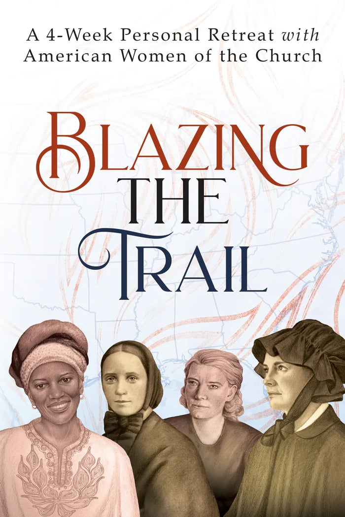 Book cover of 'Blazing the Trail' with illustrations of women and text about a personal retreat.