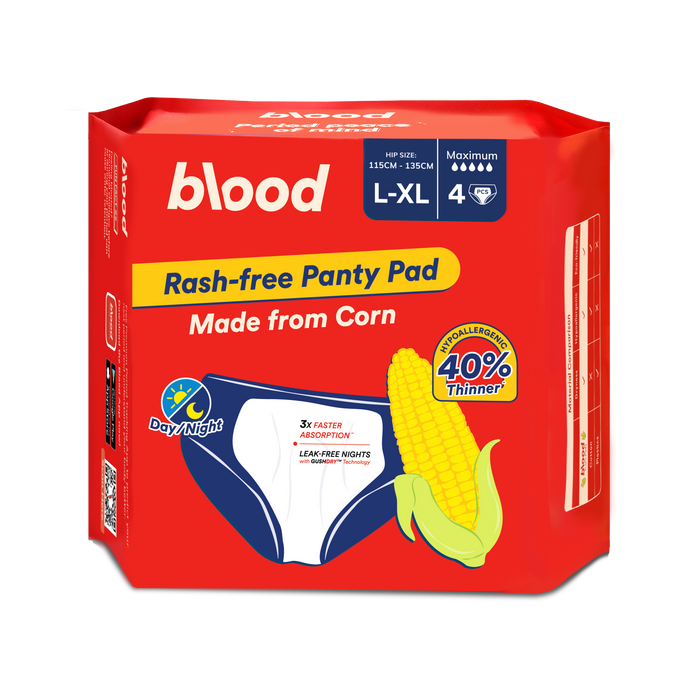 Blood Overnight Panty Pad, 50cm (L-XL |4pcs)