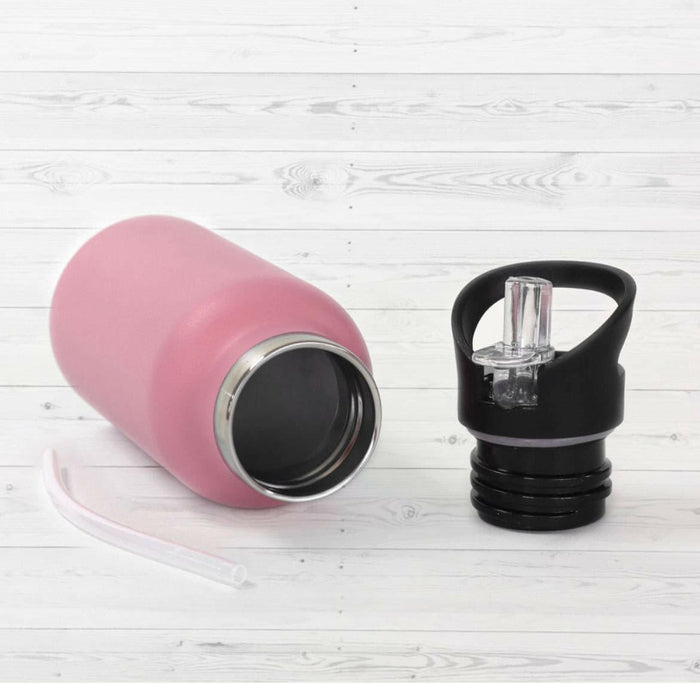 Bonjour Sip Box Premium Stainless Steel Insulated Water Bottle with Straw Lid and Handle Cap.