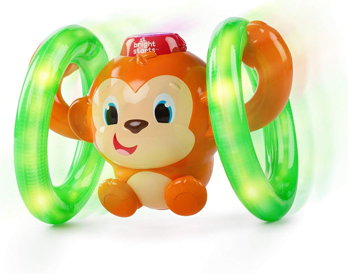 Bright Starts Roll & Glow Monkey Crawling Baby Toy with Lights and Sounds