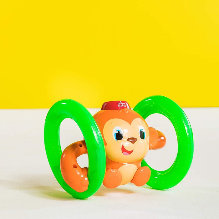 Bright Starts Roll & Glow Monkey Crawling Baby Toy with Lights and Sounds