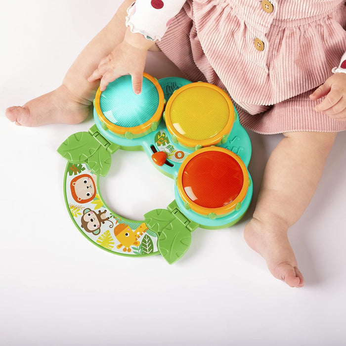 Bright Starts Safari Beats Musical Drum Toy with Lights, Ages 3 Months+