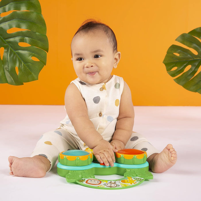 Bright Starts Safari Beats Musical Drum Toy with Lights, Ages 3 Months+