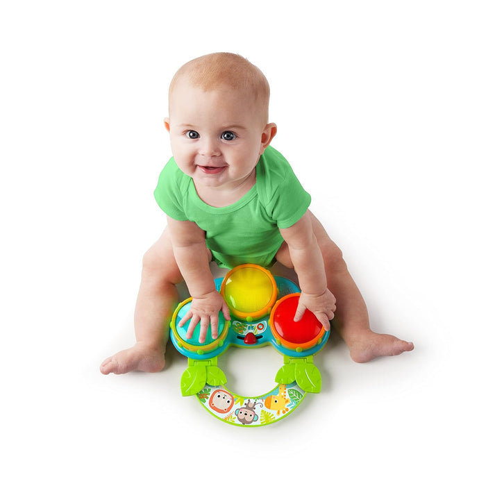 Bright Starts Safari Beats Musical Drum Toy with Lights, Ages 3 Months+