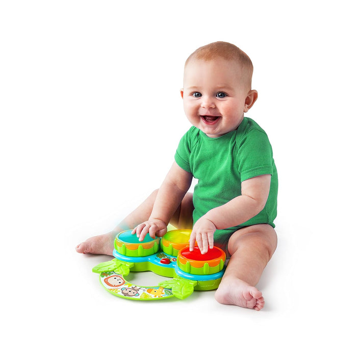 Bright Starts Safari Beats Musical Drum Toy with Lights, Ages 3 Months+