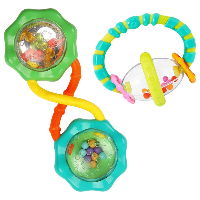 Bright Starts Shake & Spin 2 Piece Rattle & Teether Set, Ages 3 Months +