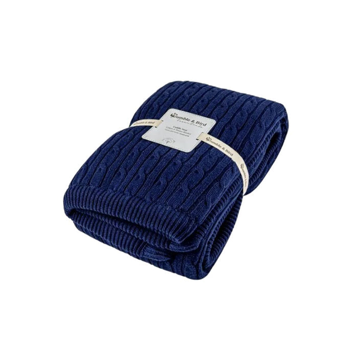 Bumble & Bird Knitted Blanket With Sherpa Back (Blue)