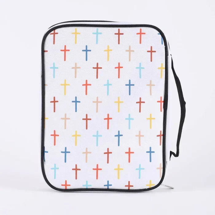 Canvas Bible Cover - Colorful Crosses - M
