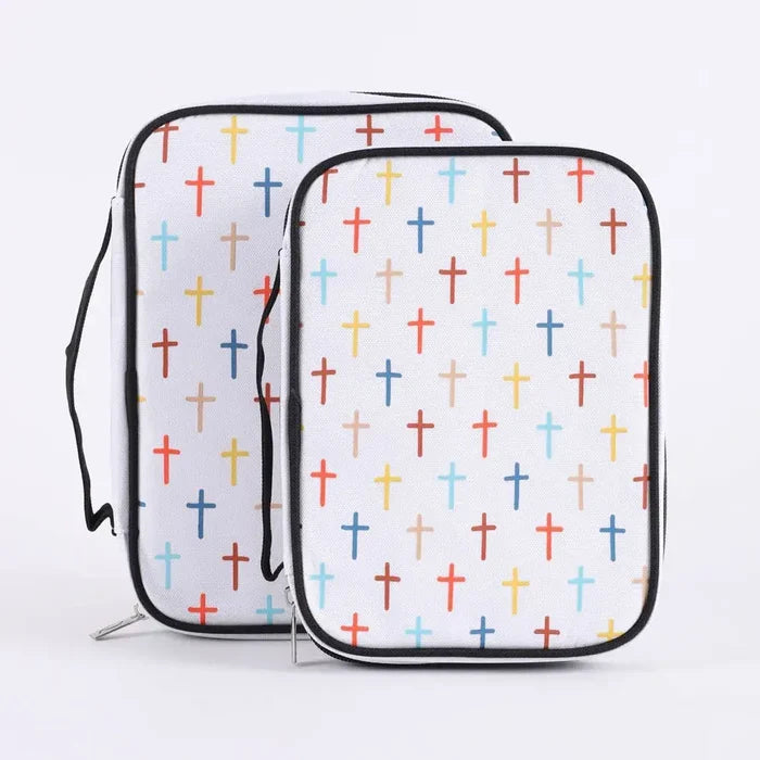 Canvas Bible Cover - Colorful Crosses - M