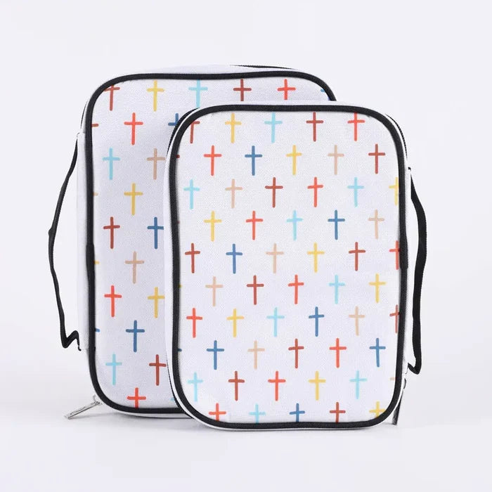 Canvas Bible Cover - Colorful Crosses - M