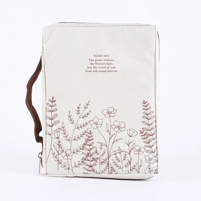 Canvas Bible Cover - Isaiah 40:8 Wildflowers - M