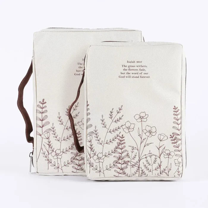 Canvas Bible Cover - Isaiah 40:8 Wildflowers - M