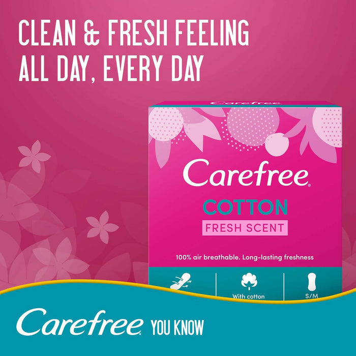 Carefree Cotton Feel Pantyliners, Fresh Scent, 56pcs