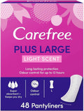 Carefree Daily Panty Liners, Plus Large, Light Scent, 48pcs