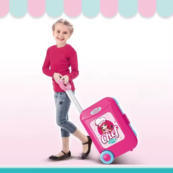 Chef Kitchen Set In Trolley Case (Pink)
