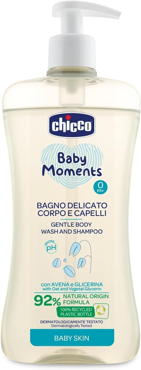 Chicco Baby Moments Gentle Body Wash And Shampoo For Skin, 500ml