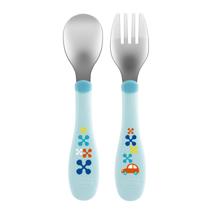 Chicco Stainless Steel Cutlery, Mix & Match, 18m+