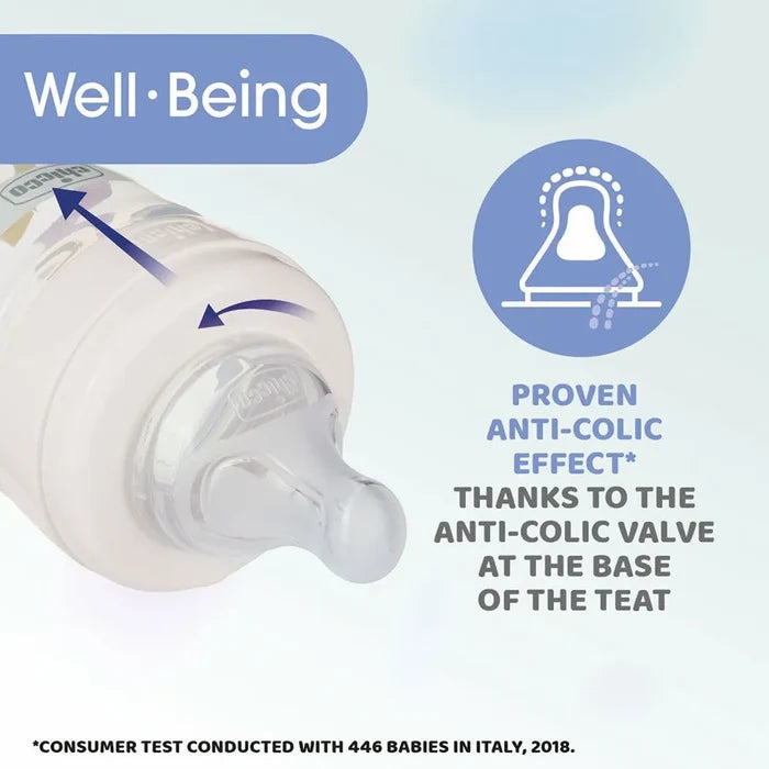 Chicco Well-Being Feeding Bottle - Medium Flow Silicone Nipple (250 ml)